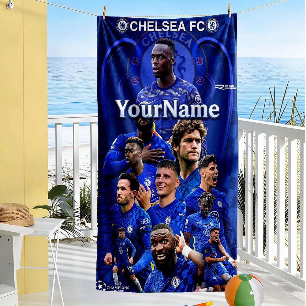 Chelsea Personalized Text Beach Towel Soft Durable Quick-Dry Suitable for Swimming Gym Camping Yoga Vacation