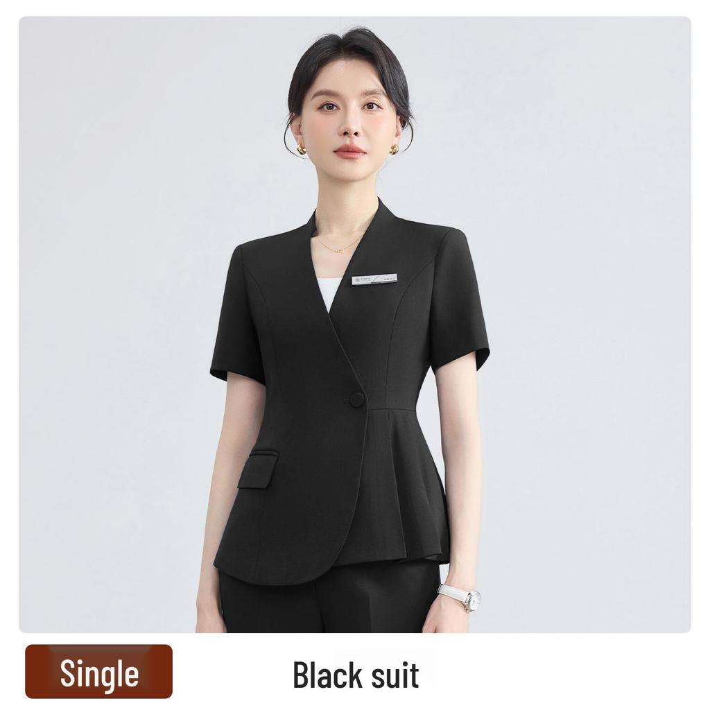 2026 Women's Summer Professional Suit: Short Sleeve Formal Fashion for Hotel Reception and Jewelry Store Workwear