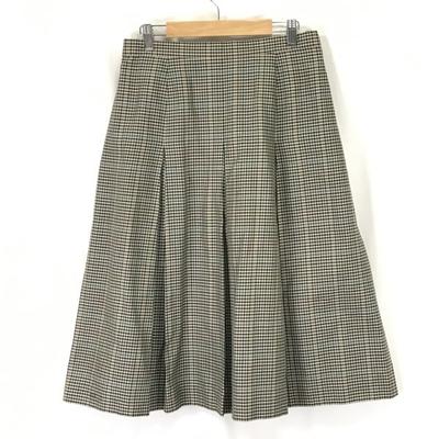 S A-Line Pleated Knee-Length Skirt 15BR Beige Vintage 80s-90s Japan(USED)