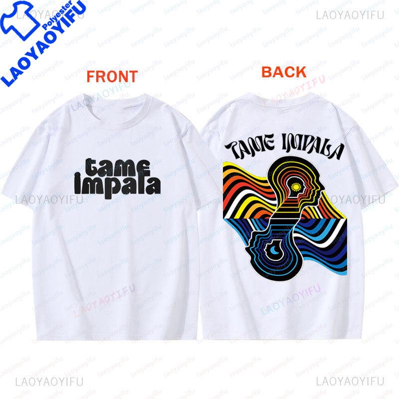 Vintage Washed Tame Impala Pattern Printed TShirt Unisexs Psychedelic Pop Rock Band Unisex Fashion Vintage TShirt