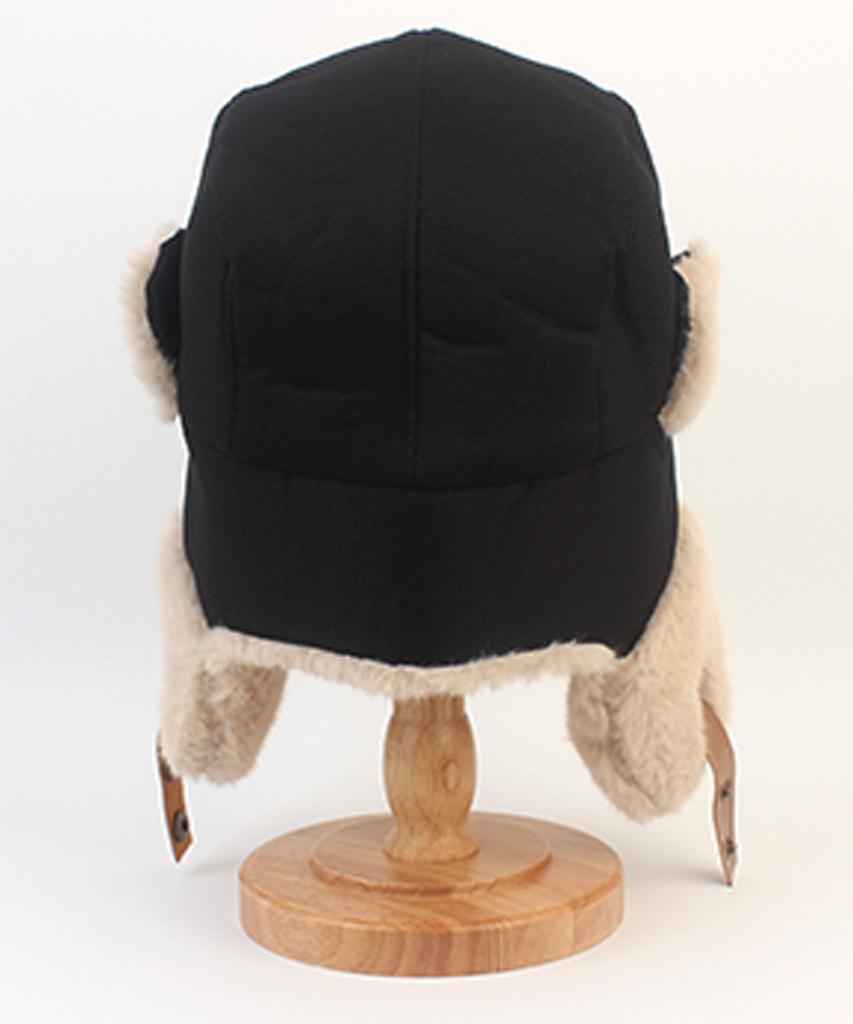 Yunibeosyeolkemiseuteuli Soft Poly Black Fur Balaclava Aviator Cap