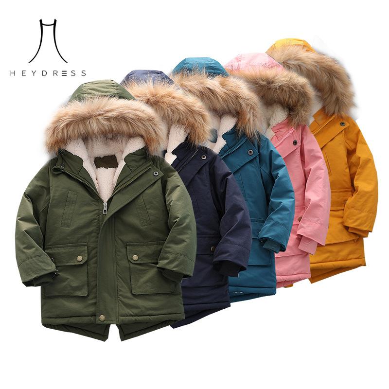 Children Wear Velvet Thickened Cotton Coat Winter New Fashion Hooded Coat Children Cotton Coat