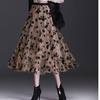 Mesh Floral Skirt Women's Spring/Summer High Waist Mid-Length A-Line Pleated Skirt