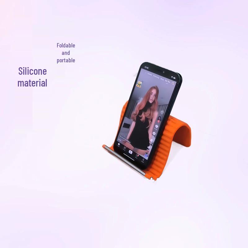 Popular Silicone Phone & Tablet Holder: Versatile, Foldable Desktop Stand Orange Folding Transform Stand