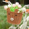 Vintage Woven Front Basket for Kids Bike Natural Rattan Bicycle Basket with Metal Bracket Fits Balance Bike Children Bicycle Accessories