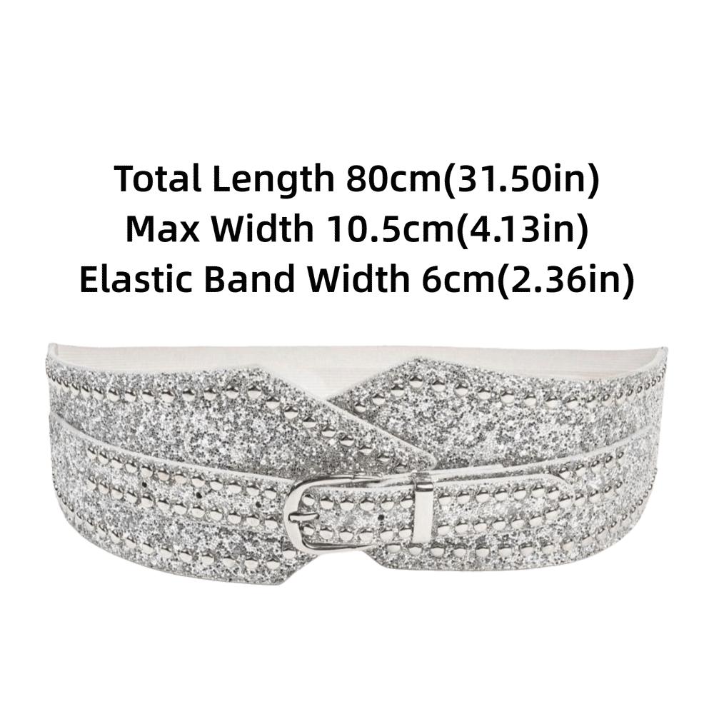 Bling Bling Funkelnder Strass-Taillengürtel Glitzer Luxusmarken-Design Breiter Gürtel Vielseitig Metallnieten Dekorative Taillengürtel