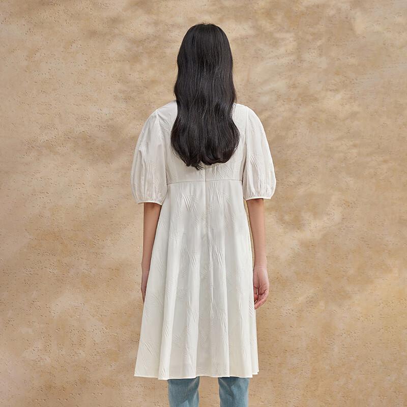 Women's Elegant Round Neck Short-Sleeve A-Line Midi Dress