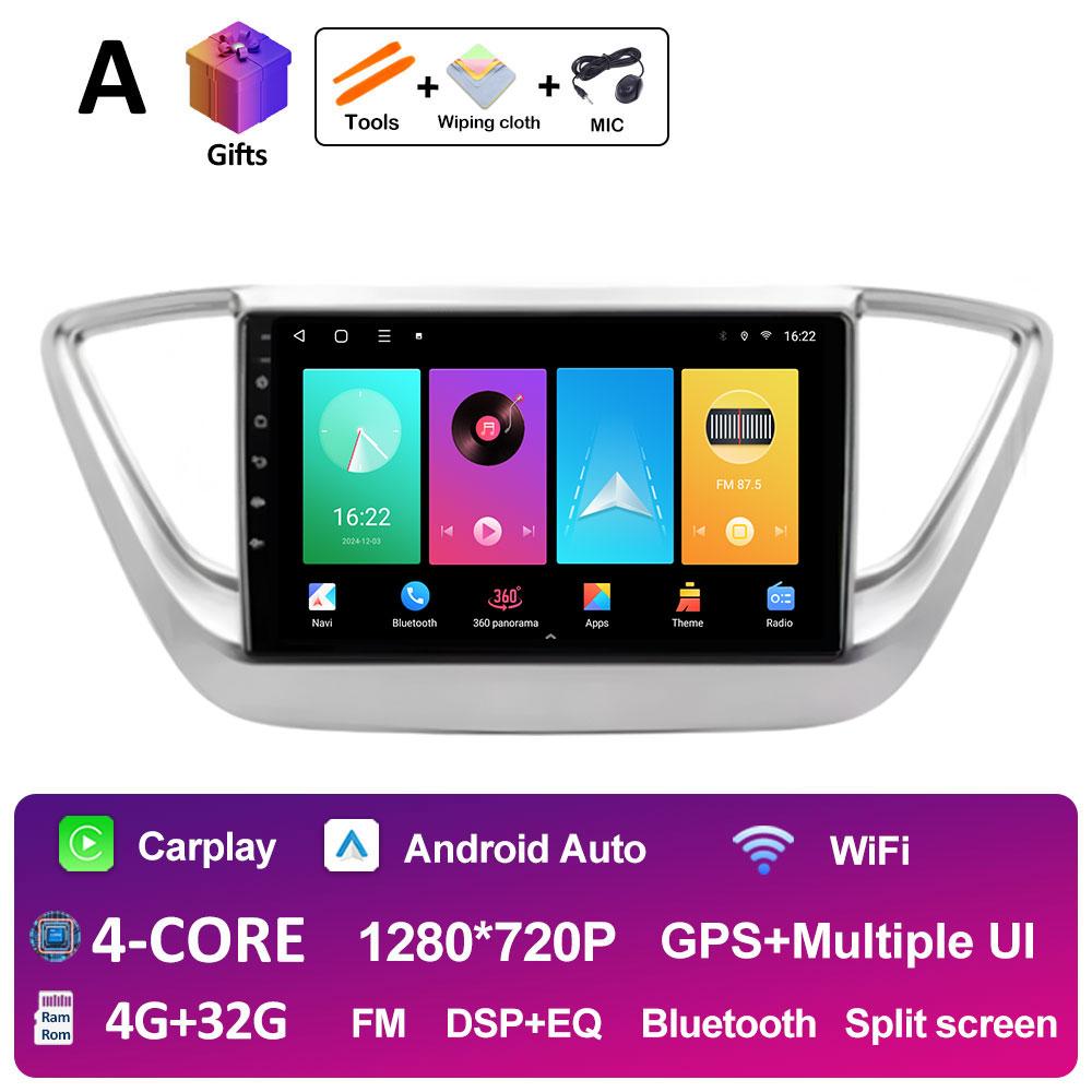 For Hyundai Solaris 2 Verna Accent 2017 2018 2019 2020 DSP Stereo Autoradio 9 inch Wireless Carplay Cooling fan WIFI Accessories