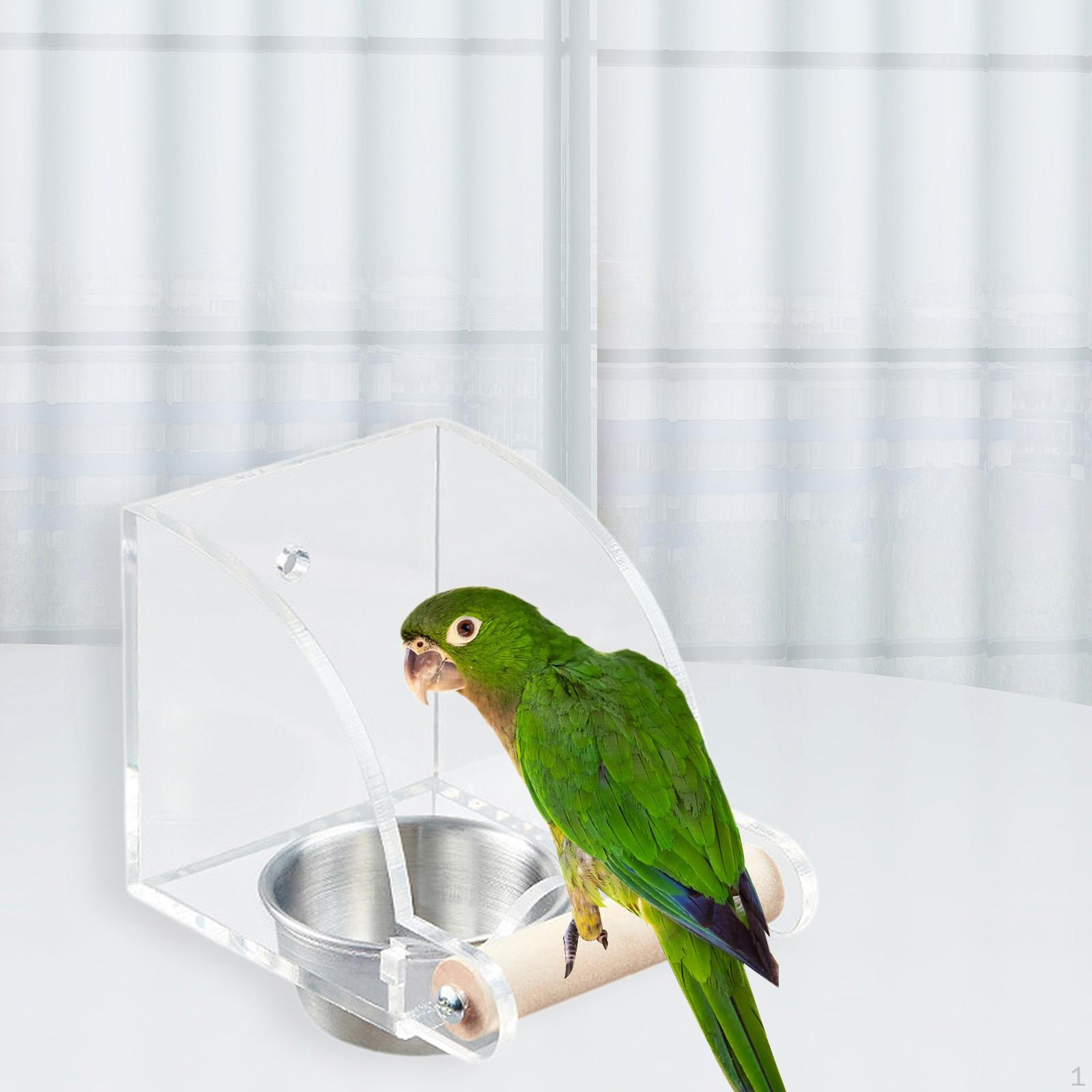 

Кормушка для птиц в клетке для попугаев с прозрачной миской для еды и подвесным дизайном для маленьких птиц 10.5x7.7x7.8cm