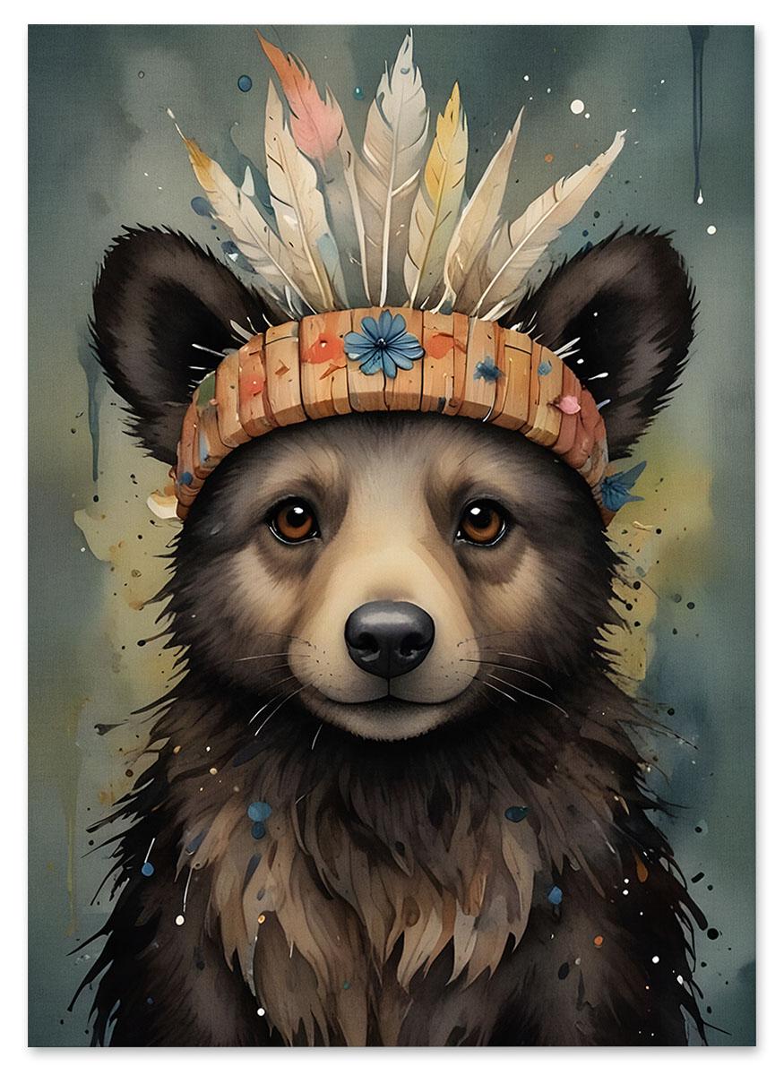 

Plakat dla dziecka miś Indianin 30x40 cm