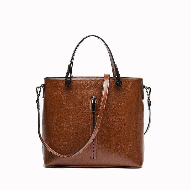 Women Shoulder Cross Body Handbag Top Handle Bag Genuine Leather Casual Designer Lady Female Oil Wax Cowhide Messenger Tote Bag