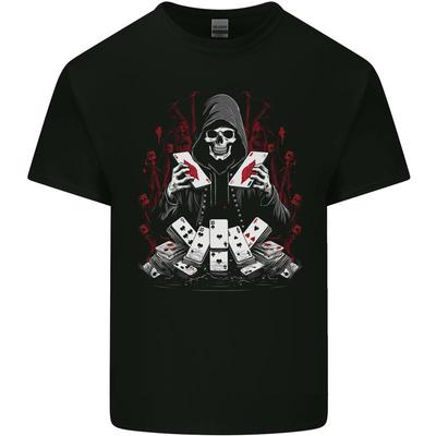 Playing Grim Reaper Poker Cotton Card Men's T-Shirt - Men's Summer Cotton Graphic Tee
