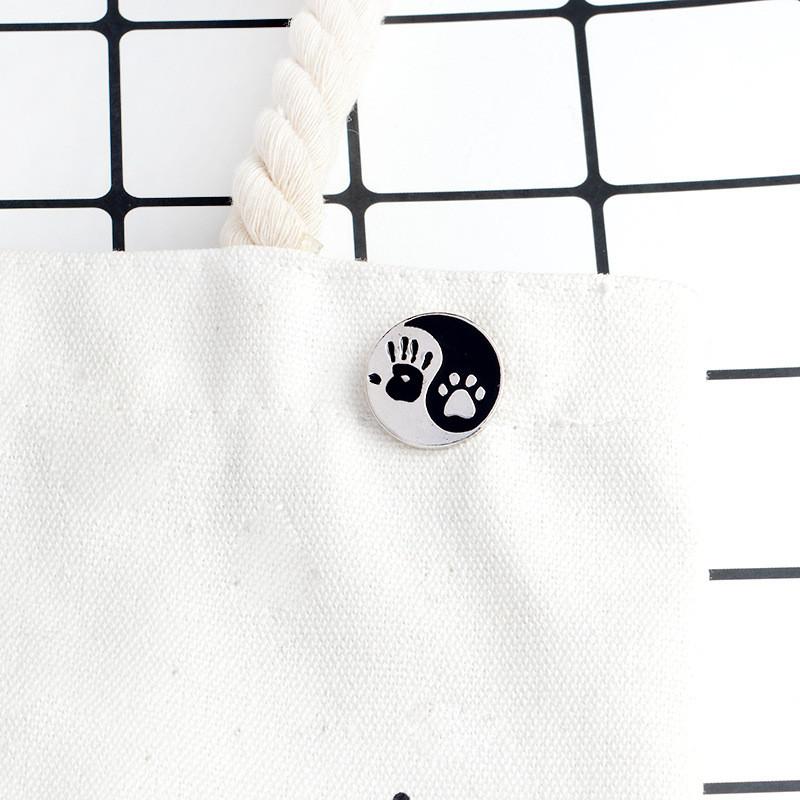 Creative Personalized Black And White Brooch With Dog Paw Print For Fashion Lovers