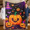 1 Stück lila Plüschdecke im Halloween-Design, weich, geeignet für Sofa, Bett, Büro, ganzjährig verwendbar.