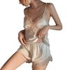 New sexy pajamas women's summer ice silk nightdress suspender shorts loungewear two-piece suit thin Internet celebrity live broadcast