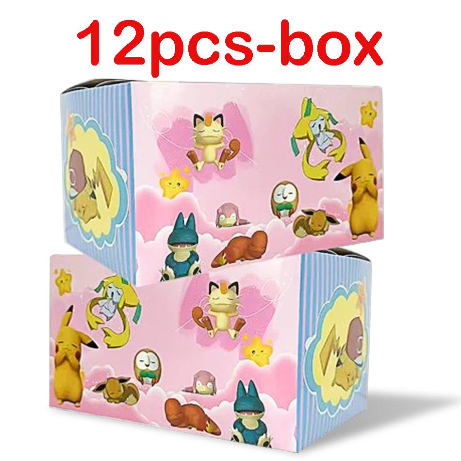 1-12pcs Pok  mon  Pikachu  Action Dolls  Anime sleep Series Desktop Decorations Pok  mon Toys ornament Birthday Gif