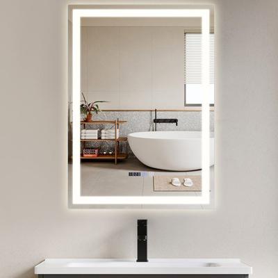 Bathroom Mirror - NETTLIFE - 50x70 Cm - Dimmable LED 3000K-6500K - Anti-fog & Clock - IP44 Touch