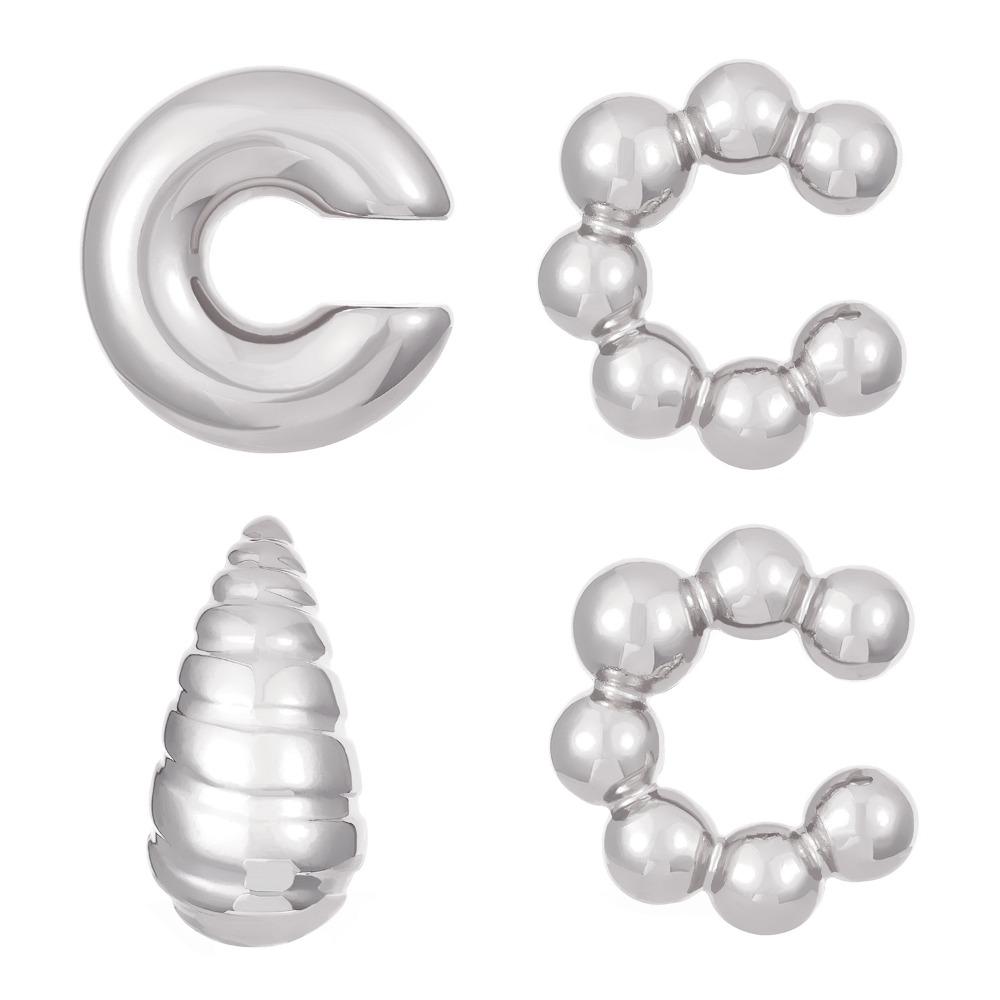 4Pcs/set C Shape Earring Clip Glossy Cartilage Ear Cuff Vintage Jewelry Accessories  Women