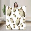 Meowl Cat Owl Winter Forest Flannel Throw Blanket Ultra Soft Plush For Adults Kids Living Room Quality Bedspread