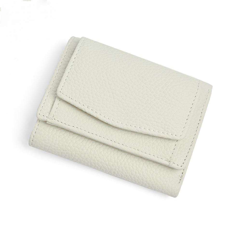 Damen-Geldbörse aus einfarbigem Leder mit kurzer Oberschicht aus Leder mit mehreren Kartentaschen und Schnalle, kleine Geldbörse mit Kartenhalter