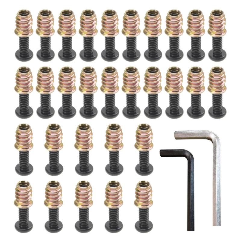 

32Pcs 1/4-20 x 3/4 Furniture Screw Nut Threaded Inserts Fasteners for Furniture and DIY Projects Secure Connector 1