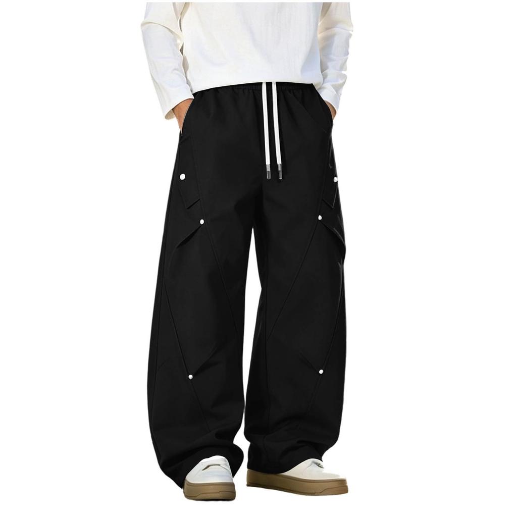 Herren Frühlings Herbst Locker Geschnittene Cargohosen mit Mehreren Taschen Gerades Bein Streetwear