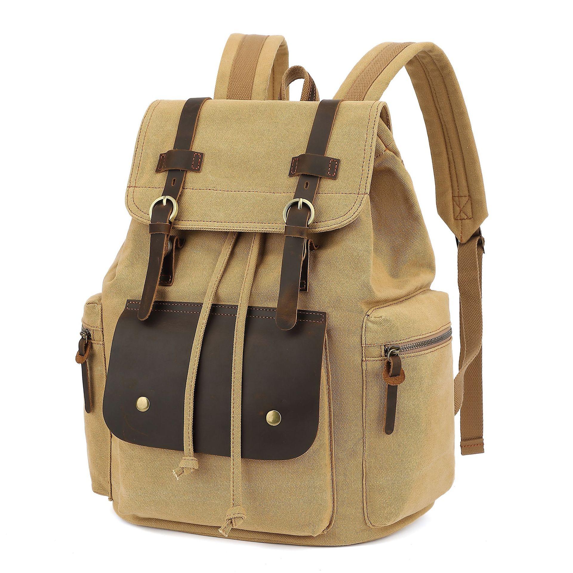 

Vintage Canvas Backpacks For Men Large Capacity Laptop Backpacks Durable Canvas Briefcase Rucksack for Business Travel Office 32-19-42cm хаки