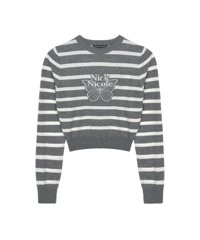 Nigaennikol Mini Butterfly Signature Stripe Knit_Gray