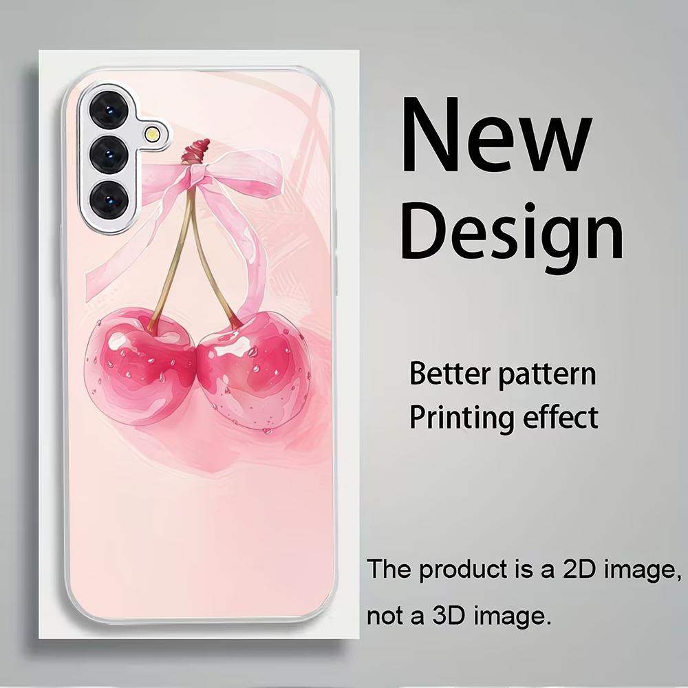 Rosa Kirsche galvanisiertes Glas Handyhülle geeignet für Samsung Galaxy S26 S25 S24 S23 S22 S20FE/Ultra/Plus sturzsichere Rückabdeckung
