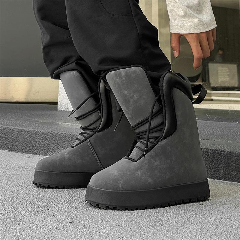 Mocassini Invernali Caldi in Velluto High-Top da Uomo - Giallo Casual Trendy Calzature da Lavoro Stivali in Cotone