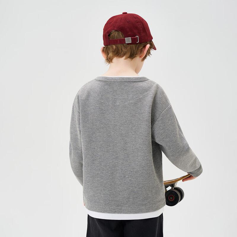 ASK JUNIOR Boys' Textured Fake Two-Piece Long-Sleeve T-Shirt