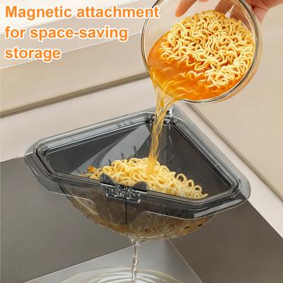 Magnetic Triangle Drain Basket Sink Corner Strainer Kitchen Sink Strainer Basket Waste Catcher for Food Scraps Fruits Vegetables