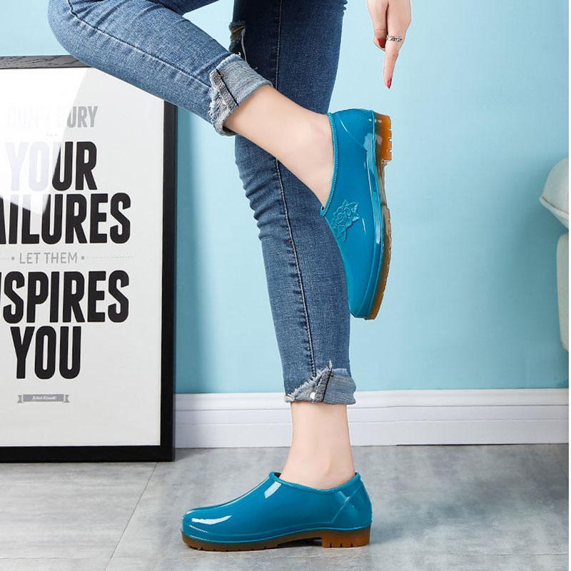 Regenstiefel wasserdichte Schuhe Gummischuhe Überschuhe Mode Wasserstiefel Erwachsene Küche Autowäsche Arbeit Verschleißfest Rutschfest Kurzer Lauf