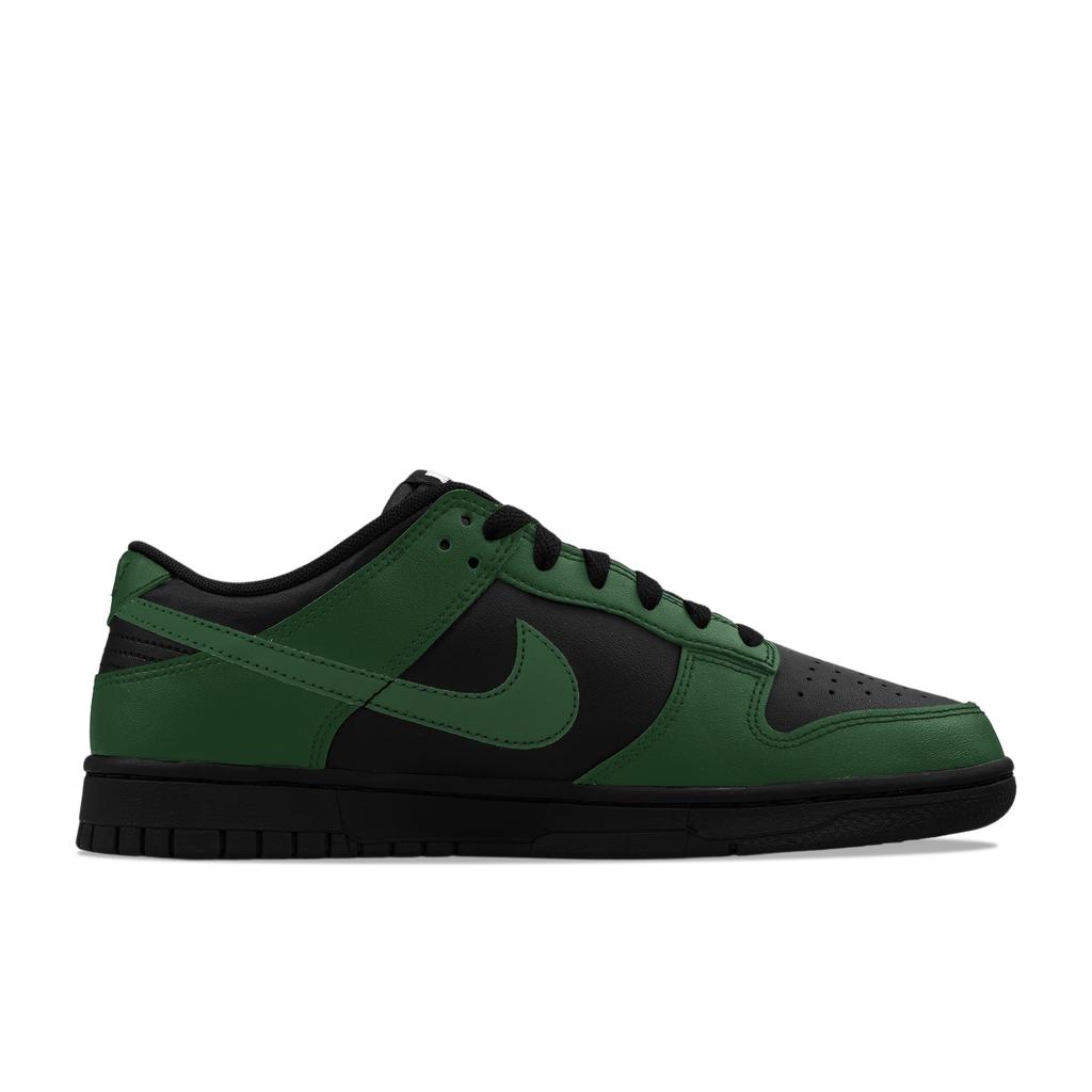 Nike Dunk Low Leather Low top Casual Skateboard Shoes Men's Black Green IO7606-010(Team1423-)