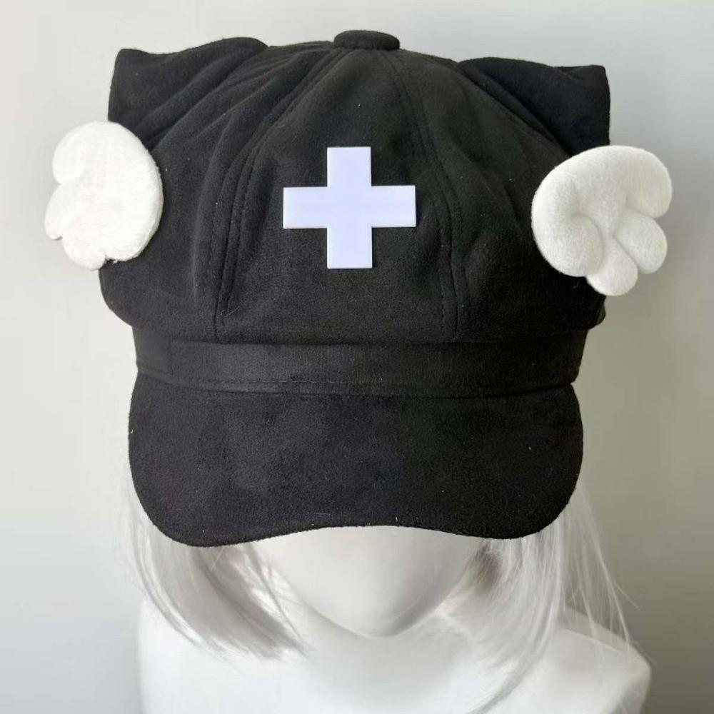 Cat Ears Beret Hat Cross Decoration Octagonal Cap Harajuku Angel Wings Hat  Lolita Fashion