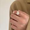 Large Natural Baroque Freshwater Pearl Open Ring Wrapped In Gold, Versatile High-end Finger Ring Ins Female Niche