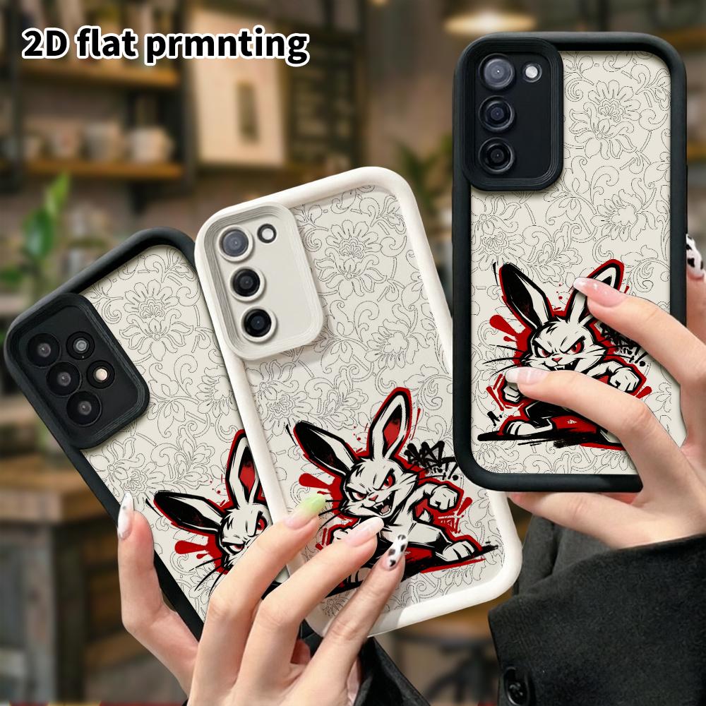 Phone Case: 2D Flat Samsung Galaxy A34 A35 M05 M06 S20 S22 S21 FE Plus 5G Protective Case, Boxing Rabbit, Christmas and Halloween Gifts