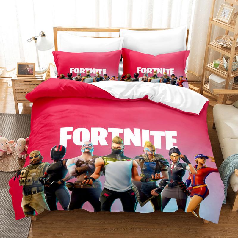 Set Biancheria da Letto Fortnite Copripiumino Gioco Federa 3D Cartone Animato Anime Biancheria da Letto Decorazione Camera da Letto Copripiumino Completo Biancheria da Letto Regalo