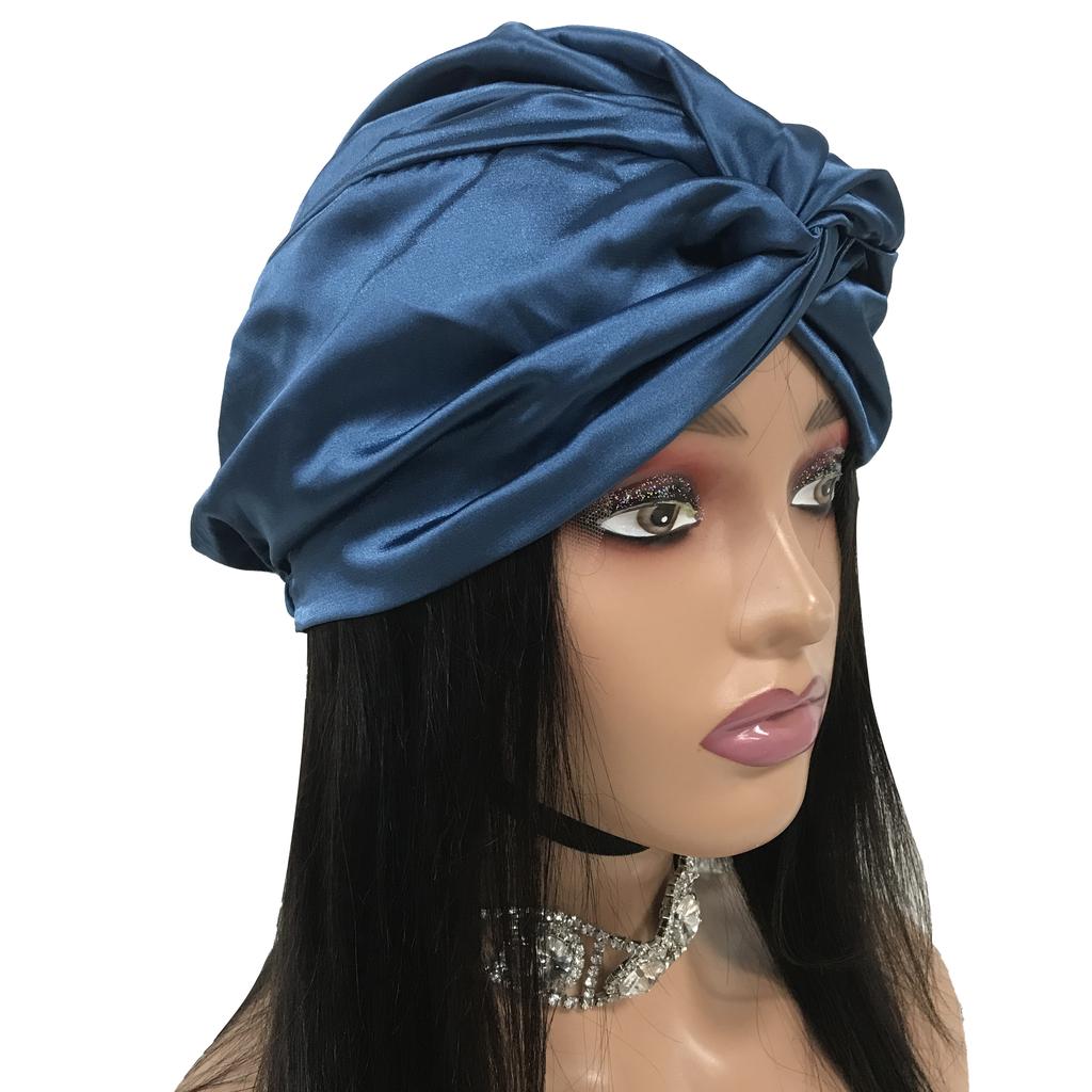 Sexy Women Turban Double Layer Hair Bonnets Silk Custom logo Turbans for Ladies