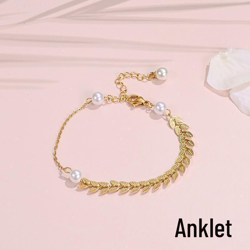 Tide Double-Layer Heart Anklet: 18K Gold-Plated Titanium Steel, Non-fading Fashion Light Luxury for Women