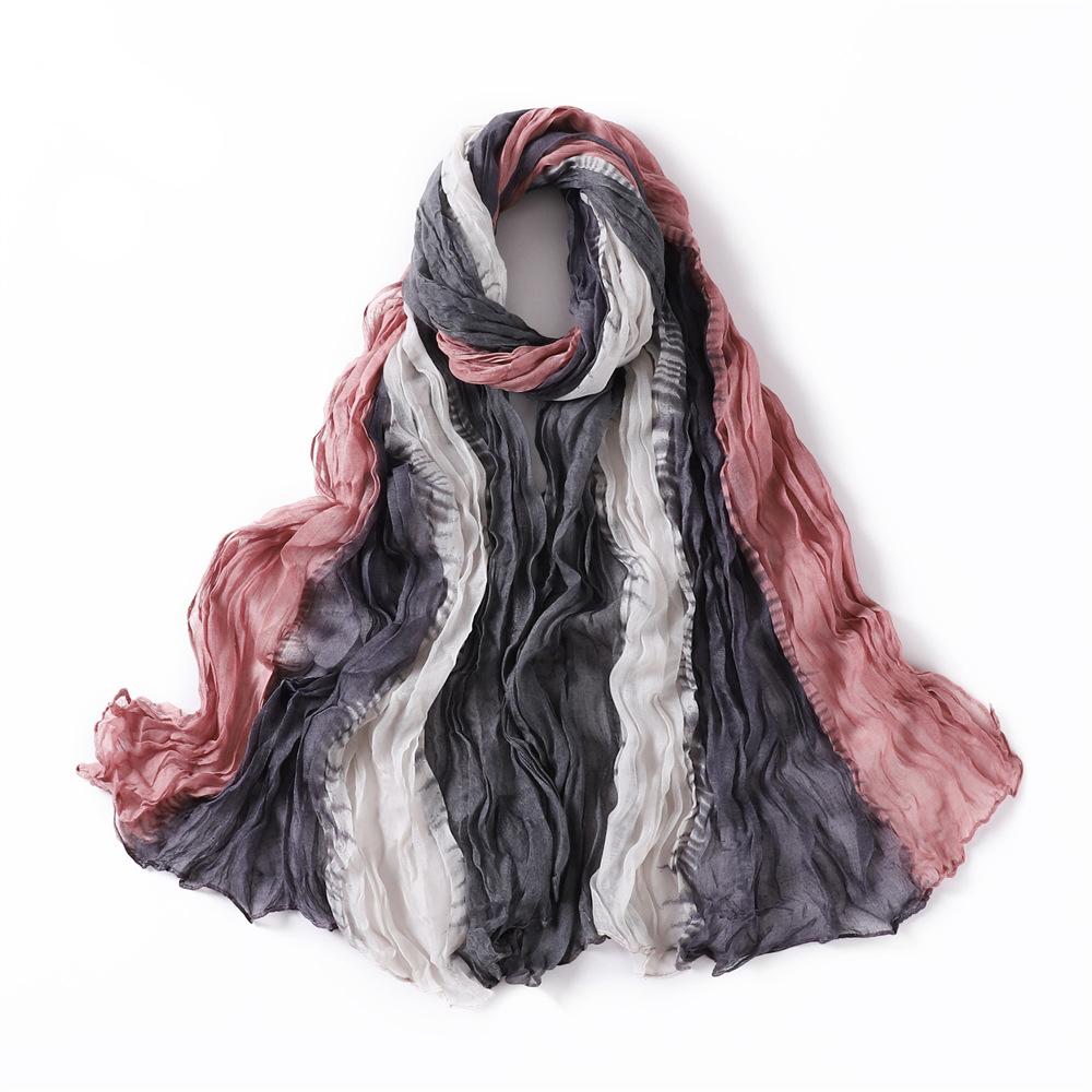Gradient Voile Crumpled Scarves New Women Scarf Girls Soft Sunscreen Outdoor Breathable Thin Shawl Summer Female Wrap Shawls