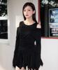 ROSEFRANTZ Layered Shirring Long Sleeve [Black]