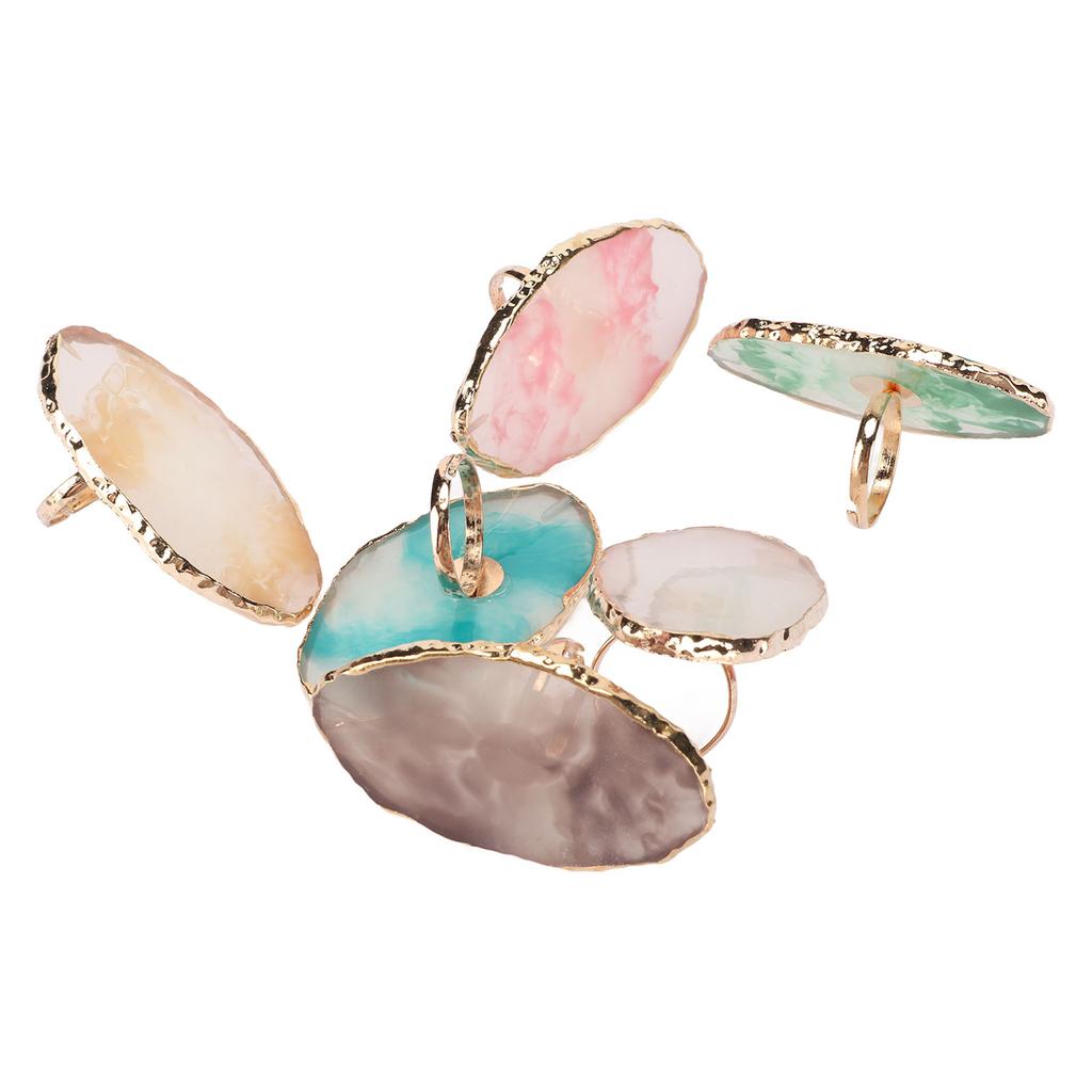 6pcs Nail Art Palette Tray Wearable Soft Resin Nail Polish Color Mixing Rings Manicure Tool
