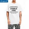 Justice For Charlie Kirk T Shirt Men's Cotton Tops Funny RIP Round Neck Short Sleeve