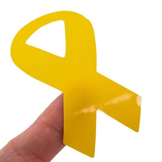 Golden Ribbon Stickers Childhood Cancer COPD Awareness Stickers Self-adhesive Ribbon Shape Stickers for Fundraising Awareness Campaigns