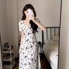 2026 Summer Slimming Floral Square Neck Dress with Irregular Slit for Women