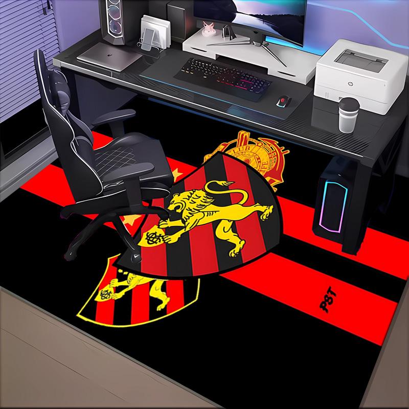 Sport Club Football Crest Printed Office Carpet Chair Cushion Entryway Rug, Rugs for Living Room, Bedroom Christmas gifts