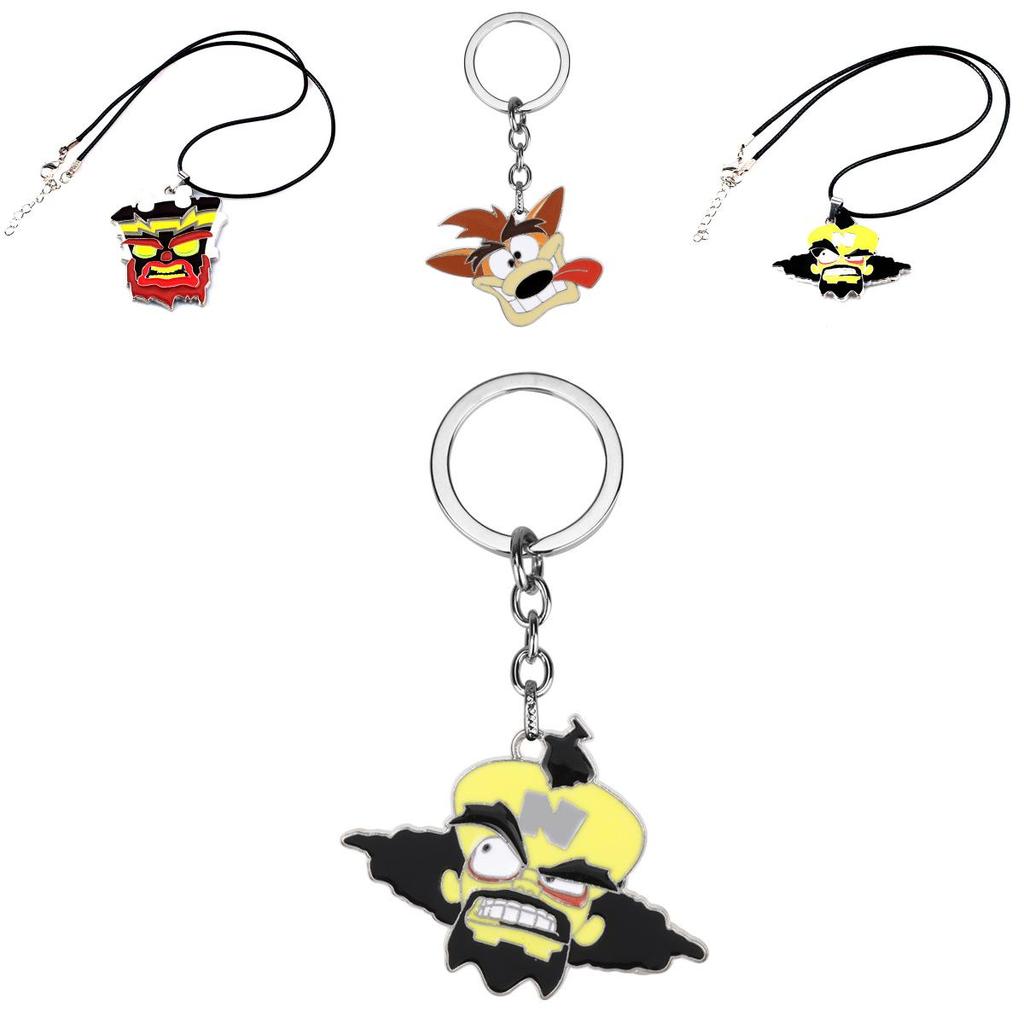 Premium Quality Crash Bandicoot Action Figure Aku Mask Dr Neo Cortex Keyring Pendant