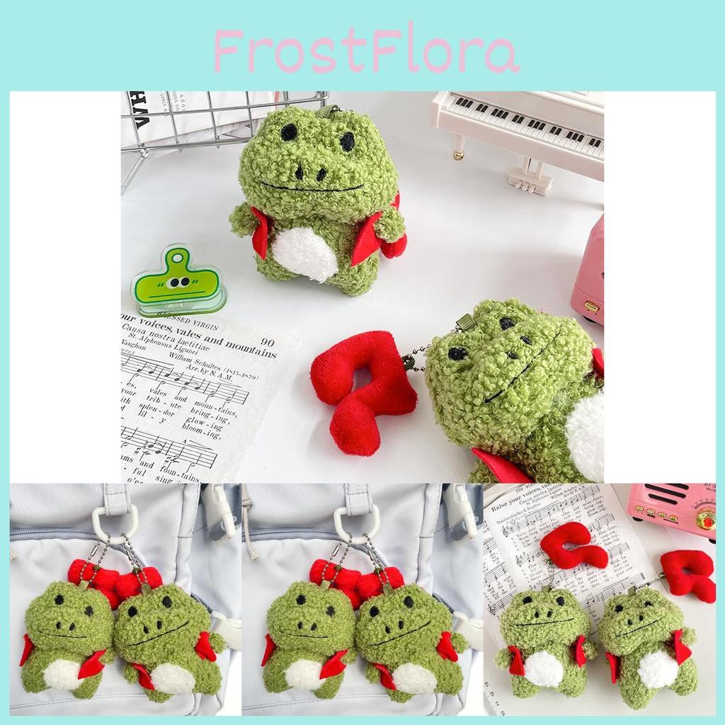 Zelená žába plyšový přívěsek na klíče Roztomilé měkké plyšové zvířátko přívěsek na tašku 9,5 cm vysoký