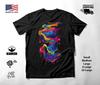 Abstraktes Farbspritzer Neon Grafik T-Shirt Schwarz Unisex S-2XL